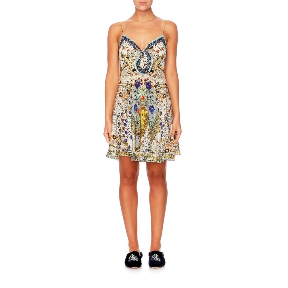 Camilla S SMALL Silk Tie Waist Butterfly Effect Embellished Sequin Dress Festiva - Picture 2 of 14